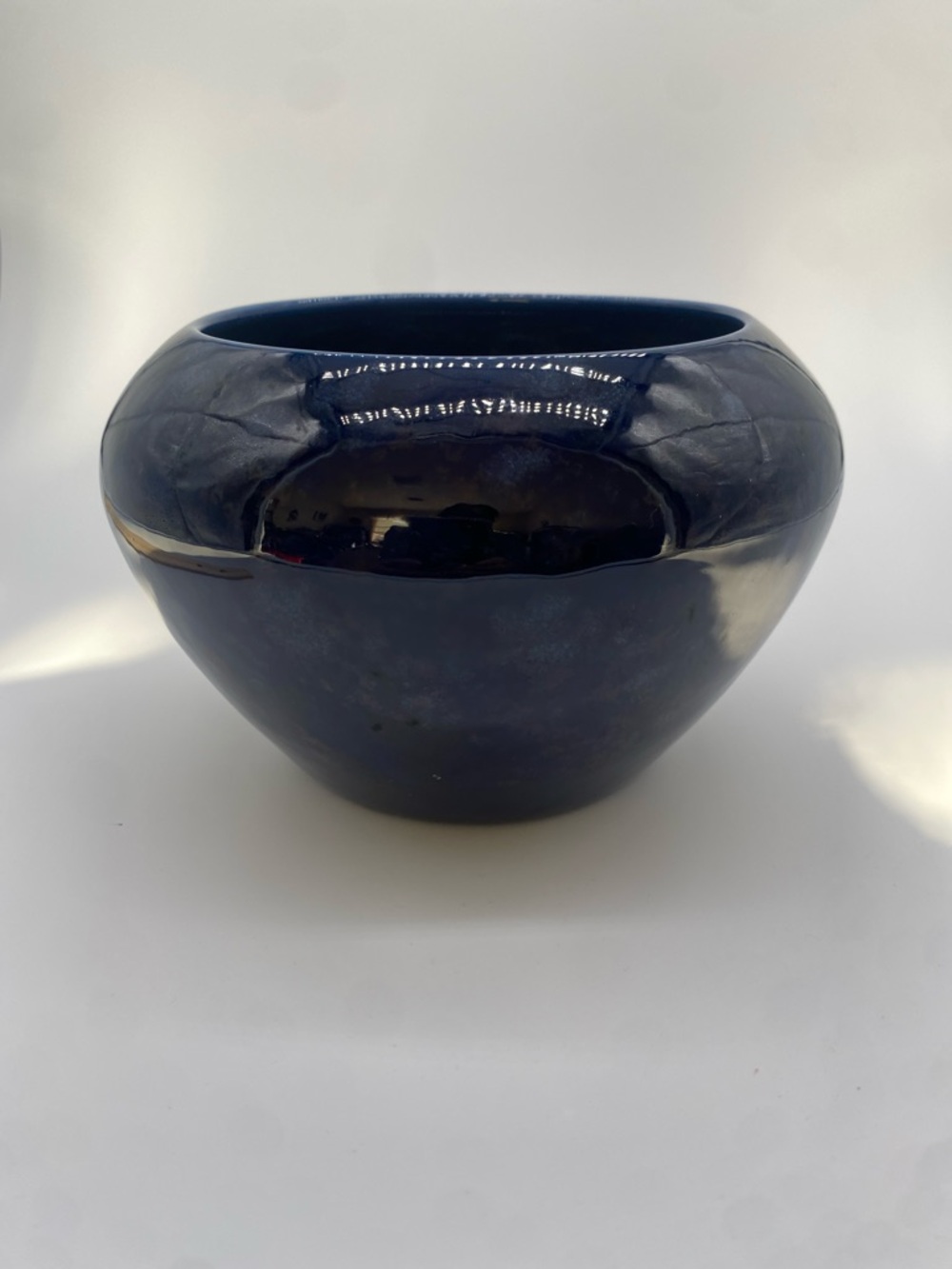 Deep Navy Ceramic Bowl Planter - The Violet Pot